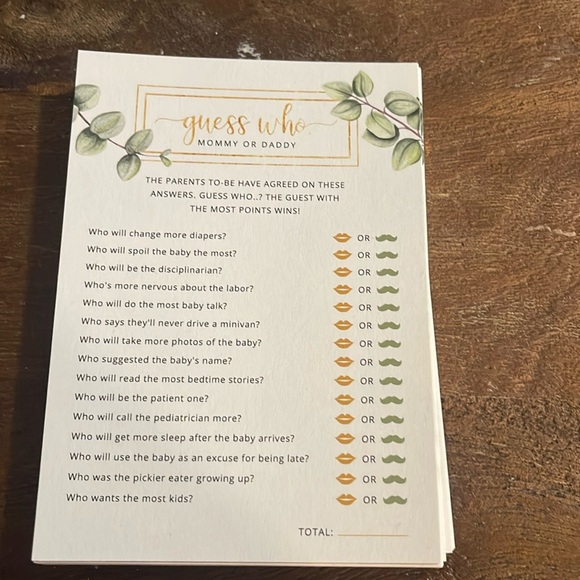 Guess Who Mommy or Daddy Baby Shower Game - Picture 1 of 3